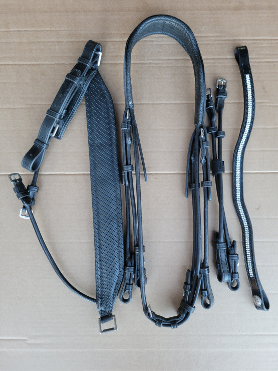 Bride dressage Prestige Swaroski noir (neuf) occasion