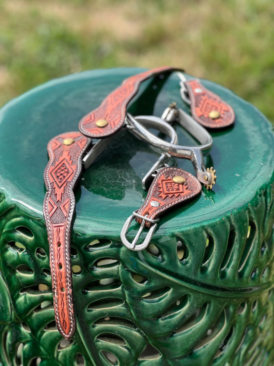 Eperons Lakota western inox lisse à molette avec lanière (neuf) occasion