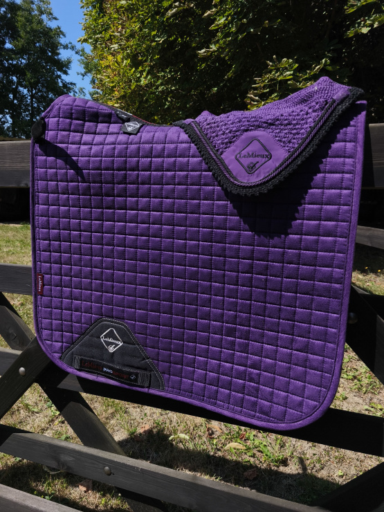 Lot Tapis de selle guêtres & bonnet violet Lemieux occasion