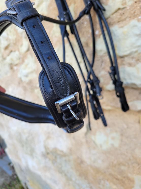 Bride dressage Dy'on cuir rond (cheval) occasion