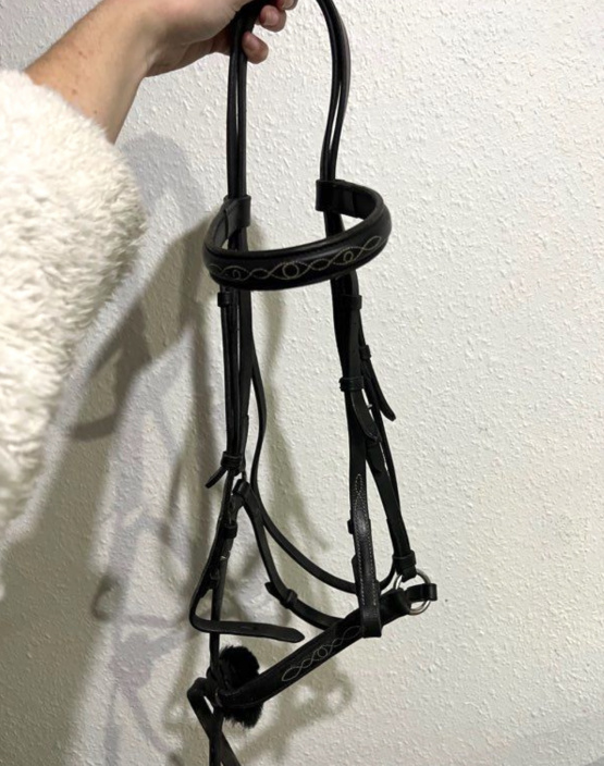 Filet / bridon cuir muserolle croisée (cheval) occasion