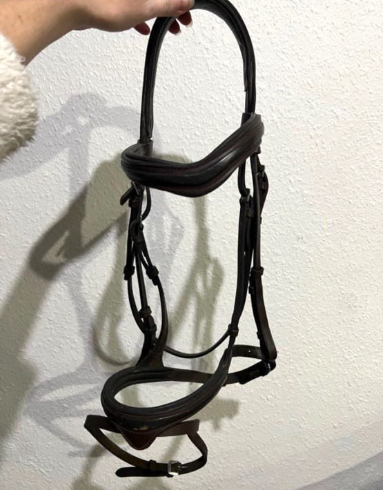 Filet / bridon cuir anatomique muserolle croisée (cheval) occasion