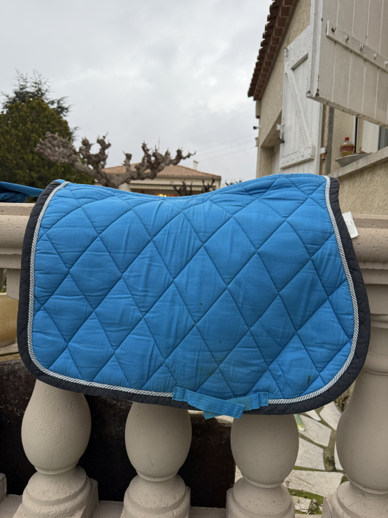 Ensemble tapis de selle + bonnet Lami-Cell bleu (poney) occasion