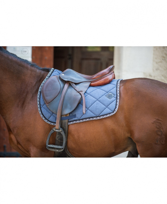 Tapis de selle monogramme noir Oxxer bleu chine (neuf) occasion