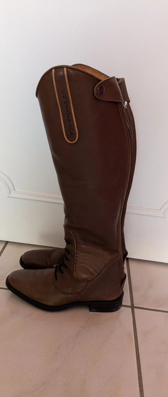 Bottes équitation Equithème cuir marron (36) occasion