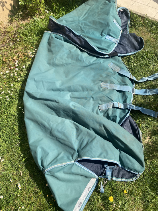 Couverture Horseware Amigo vert 400g avec cou 140 cm occasion