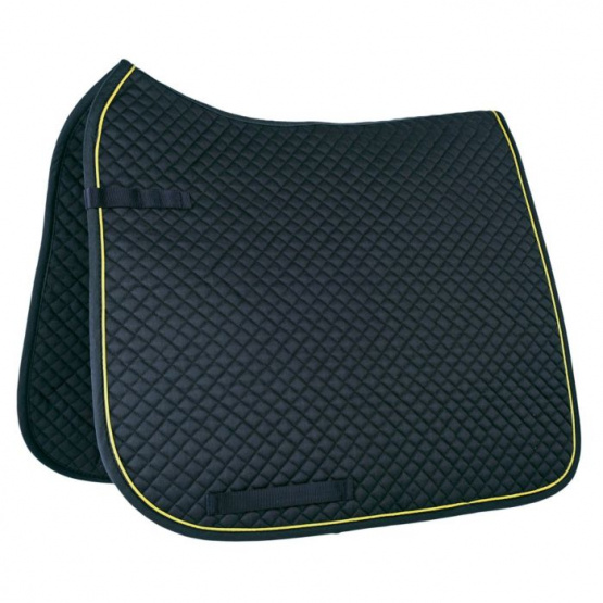 Tapis de selle surpiqué HKM noir doré (Poney) neuf occasion
