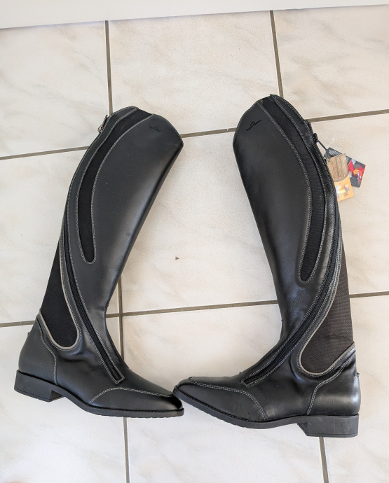 Bottes équitation Equitheme cuir noir (44) neuf occasion
