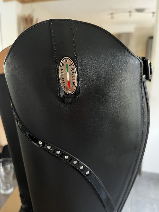 Bottes équitation Fellini cuir noir (38) neuf occasion