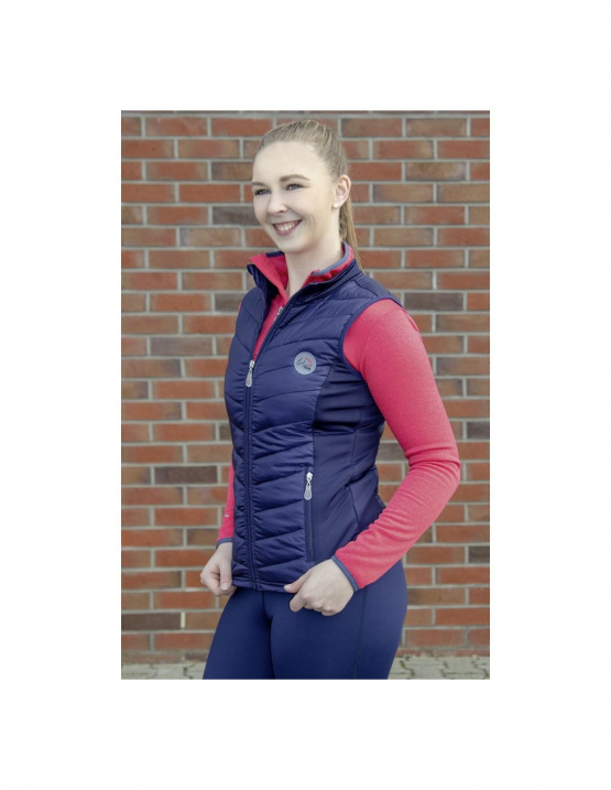 Gilet HKM sans manches en jersey & nylon bleu (XL) neuf occasion