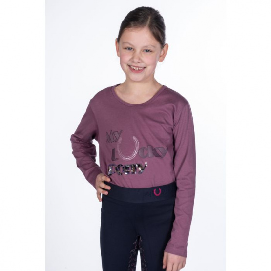 Tee shirt HKM manche longue alva print mauve (5 ans) neuf occasion