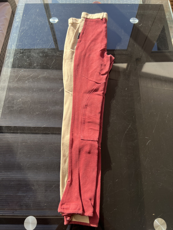 Pantalon équitation Equithème beige & rouge (36) occasion