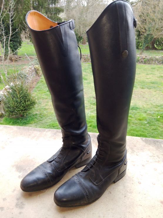 Bottes équitation cuir noir HKM(45) occasion
