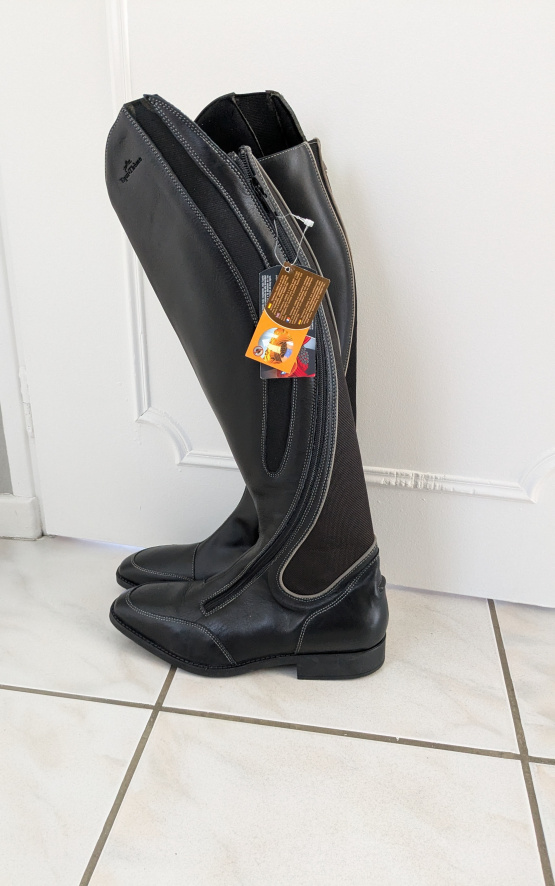 Bottes équitation Equitheme cuir noir (44) neuf occasion
