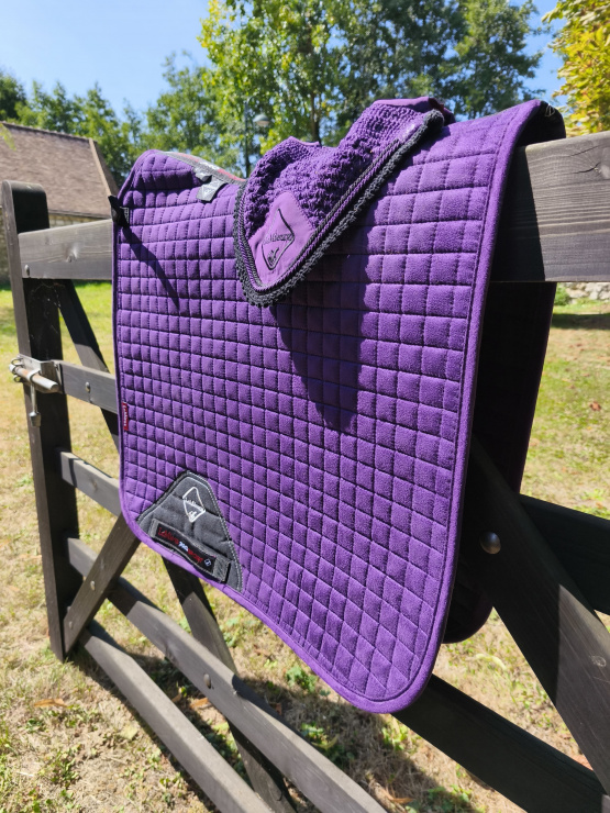 Lot Tapis de selle guêtres & bonnet violet Lemieux occasion
