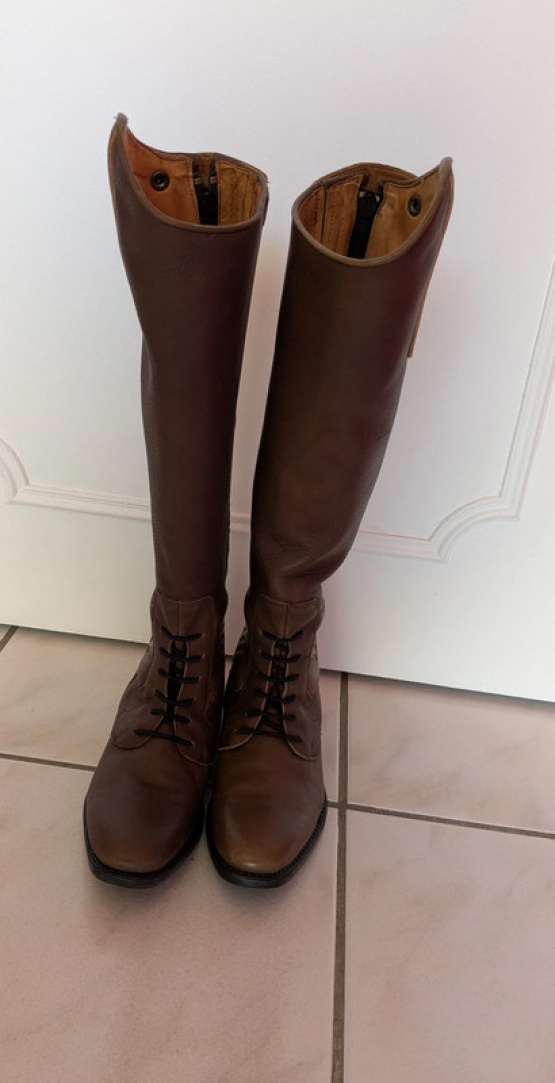 Bottes équitation Equithème cuir marron (36) occasion