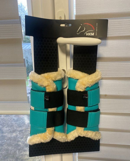 Guêtres HKM turquoise (poney) neuf occasion
