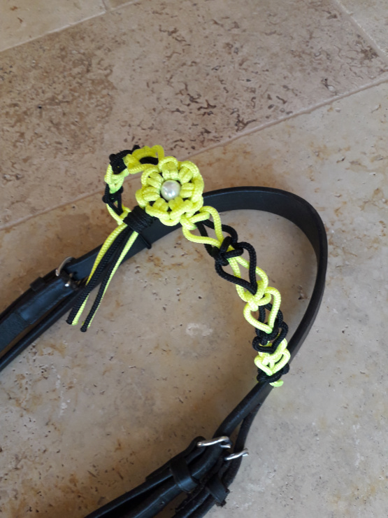 Frontal tressée noir & jaune 34 cm (neuf) occasion