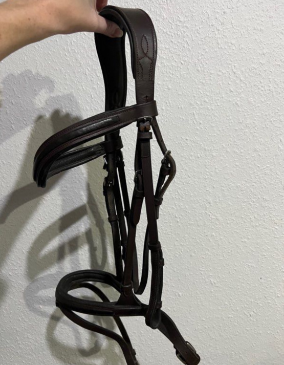 Filet / bridon cuir anatomique muserolle croisée (cheval) occasion