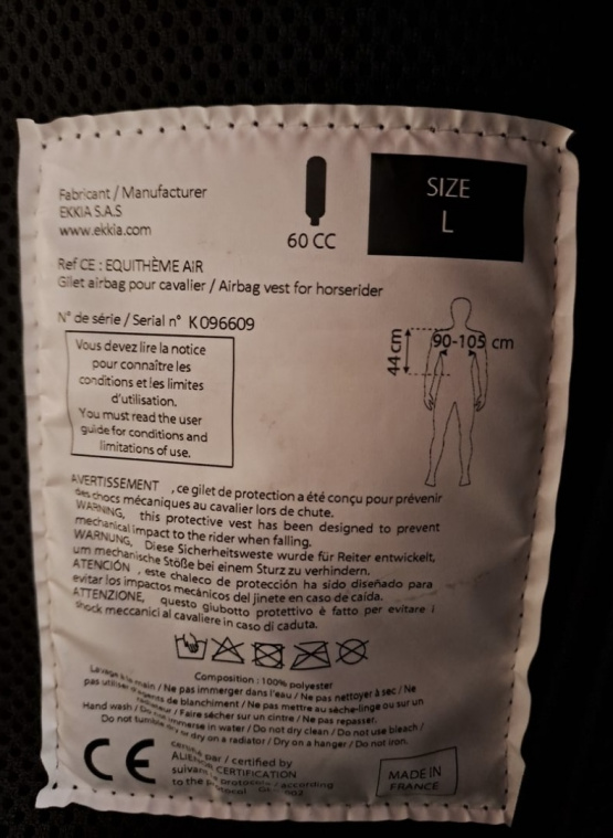 Gilet airbag cavalier Equithème (L) neuf occasion