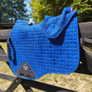 Lot Tapis de selle & bonnet Lemieux bleu( cheval) occasion