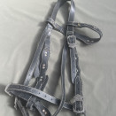 Filet bride noir ornement bagues argentées (cheval) occasion