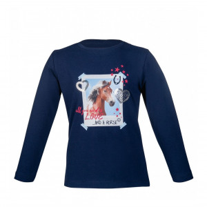 T-shirt HKM navy horse à manches longues bleu (4/5 ans) neuf occasion