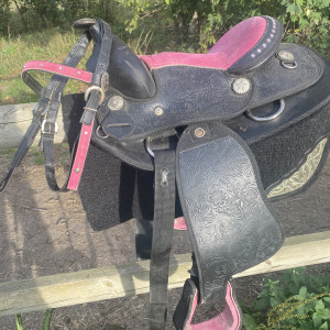 Selle western noir et rose occasion