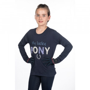 Tee shirt HKM manche longue aymee bleu marine (10-12 ans) neuf occasion