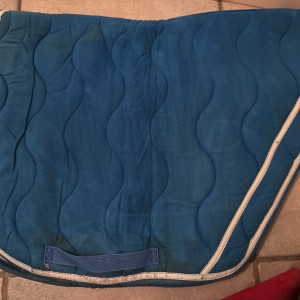 Tapis de selle Equithème bleu coupé (cheval) occasion