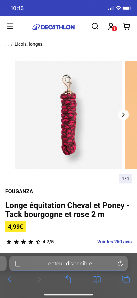 Licol Fouganza plat (foal) neuf occasion