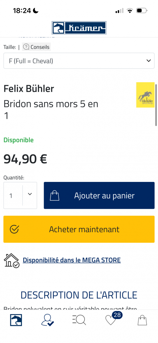 Bridons Félix Bühler sans mors 5 en 1 (cheval) occasion