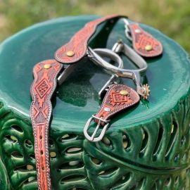 Eperons Lakota western inox lisse à molette avec lanière (neuf)