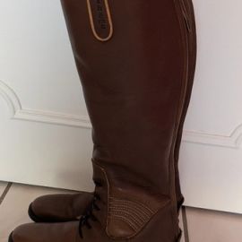 Bottes équitation Equithème cuir marron (36)