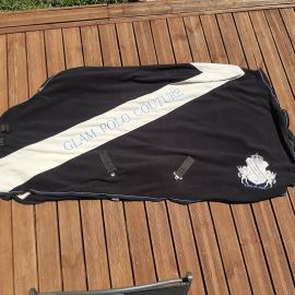 Couverture Glam polo couture polaire 185 cm bleu