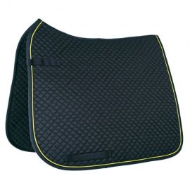 Tapis de selle surpiqué HKM noir doré (Poney) neuf