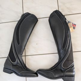 Bottes équitation Equitheme cuir noir (44) neuf