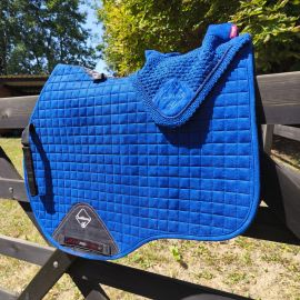 Lot Tapis de selle & bonnet Lemieux bleu( cheval)