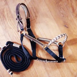 Licol et longe marron & noir (cheval) neuf