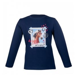 T-shirt HKM navy horse à manches longues bleu (4/5 ans) neuf