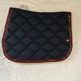 Tapis de selle Animatrice double carre marine & grenat (neuf)