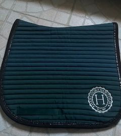 Tapis de selle Harcour vert sapin avec strass (cheval)
