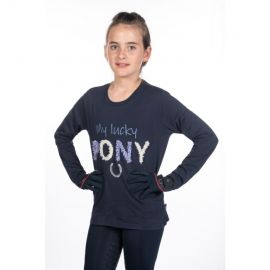 Tee shirt HKM manche longue aymee bleu marine (10-12 ans) neuf