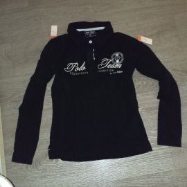 Polo manche longue noir (S) neuf